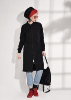 Vêtements hijab NOIR TRENCH-COAT ZIPPÉ 043