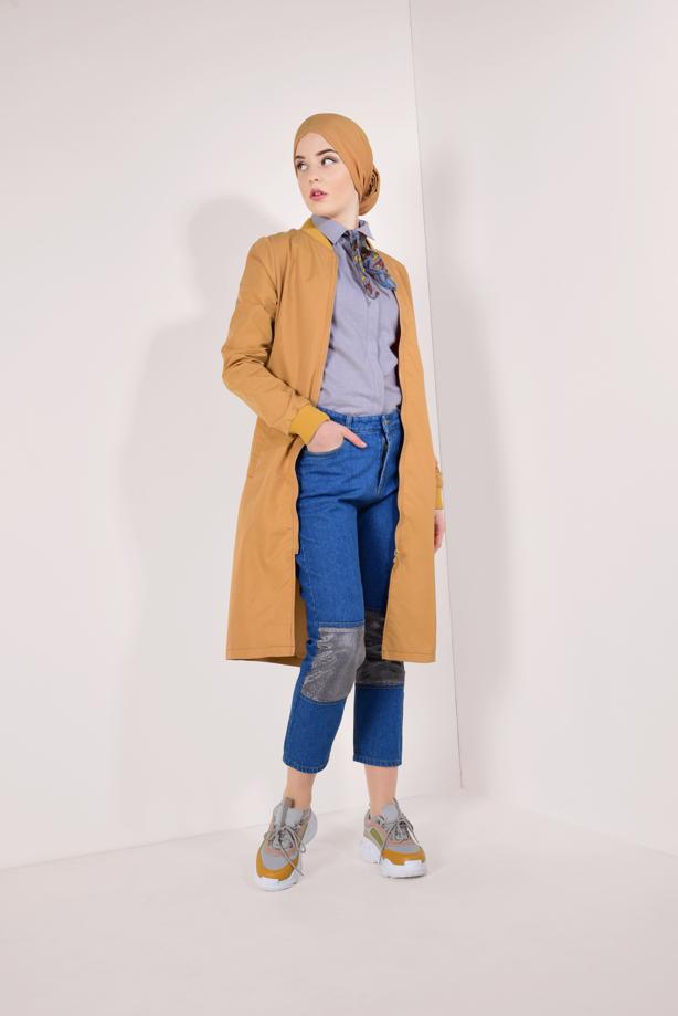 Vêtements hijab  ZIPPED TRENCH-COAT 043  - TRENDTESETTÜR