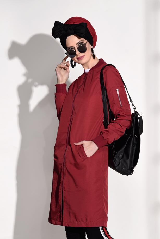 Vêtements hijab  ZIPPED TRENCH-COAT 043  - TRENDTESETTÜR