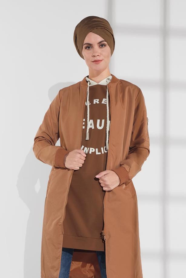 Vêtements hijab  ZIPPED TRENCH-COAT 043  - TRENDTESETTÜR