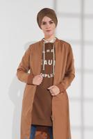 Hijab clothing BROWN ZIPPED TRENCH-COAT 043 