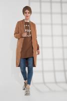 Hijab clothing BROWN ZIPPED TRENCH-COAT 043 