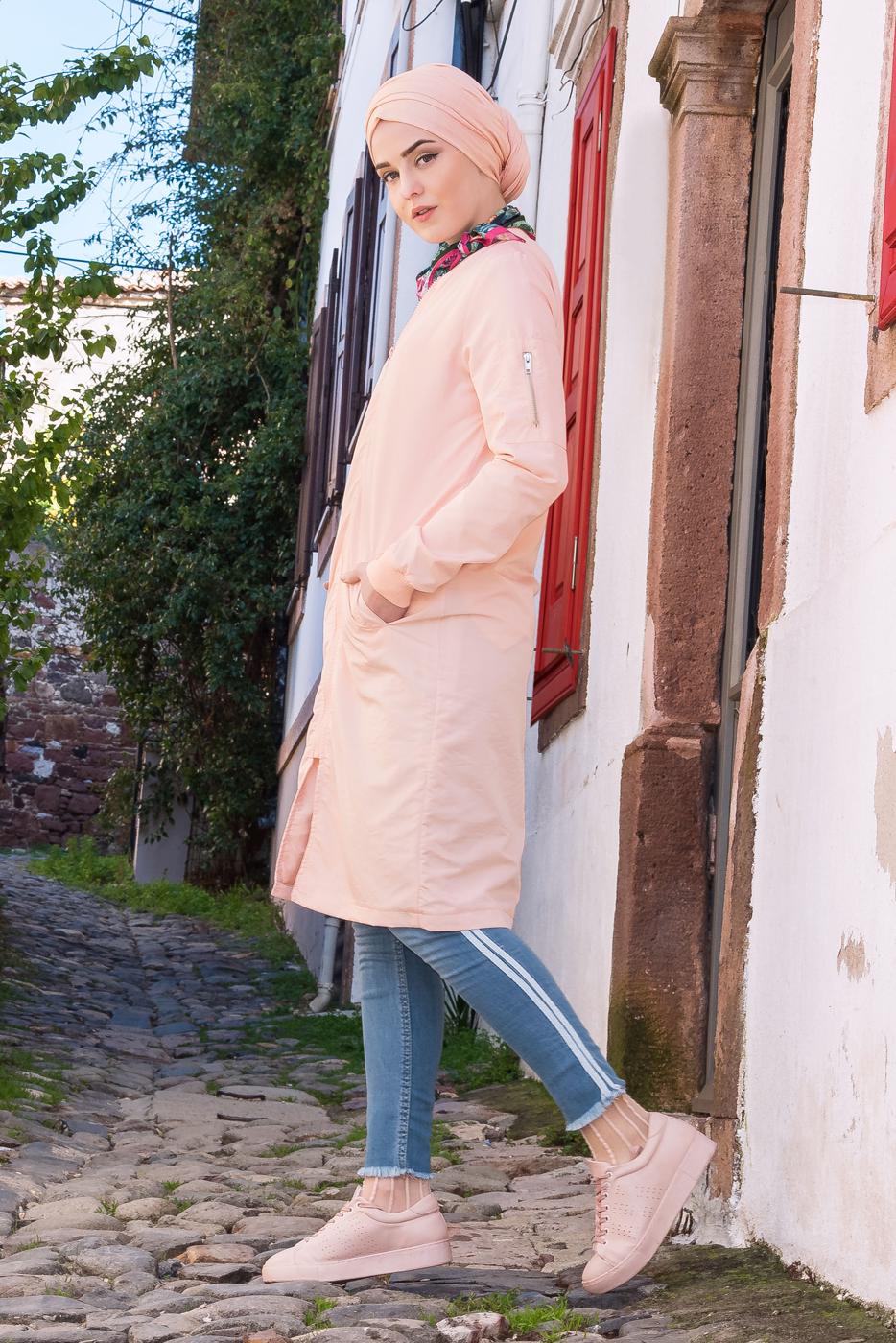 Vêtements hijab POUDRE TRENCH-COAT ZIPPÉ 043