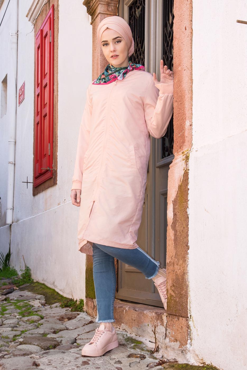 Vêtements hijab POUDRE TRENCH-COAT ZIPPÉ 043