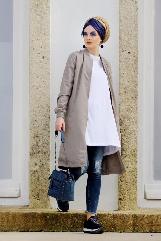 Vêtements hijab  ZIPPED TRENCH-COAT 043  - TRENDTESETTÜR