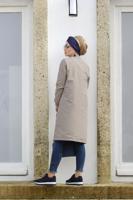 Hijab clothing BEIGE ZIPPED TRENCH-COAT 043 