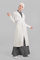 Hijab clothing CREAM TIE-FRONT TRENCH-COAT 0243 