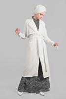 Hijab clothing CREAM TIE-FRONT TRENCH-COAT 0243 