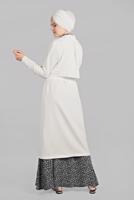 Hijab clothing CREAM TIE-FRONT TRENCH-COAT 0243 