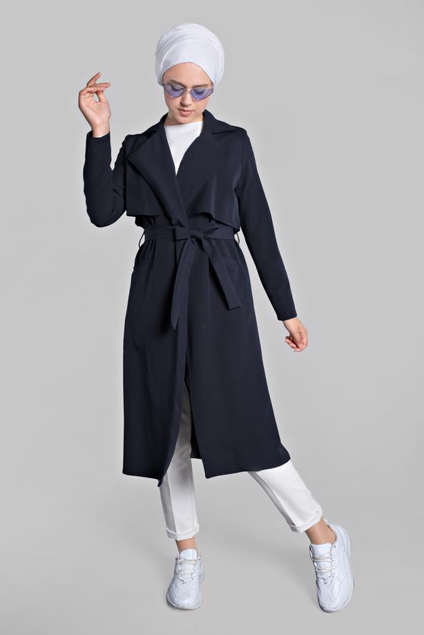 Vêtements hijab  TIE-FRONT TRENCH-COAT 0243  - TRENDTESETTÜR