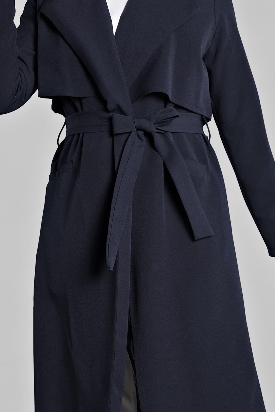 Vêtements hijab BLEU MARINE TRENCH-COAT TAILLE-NOUÉE 0243