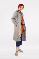 Tesettür giyim BEJ ÖNDEN ÇITÇITLI VE FERMUARLI DENİM TRENÇKOT 630