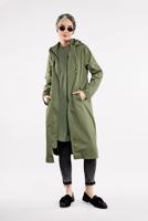 Tesettür giyim HAKİ ÖNDEN ÇITÇITLI VE FERMUARLI DENİM TRENÇKOT 630