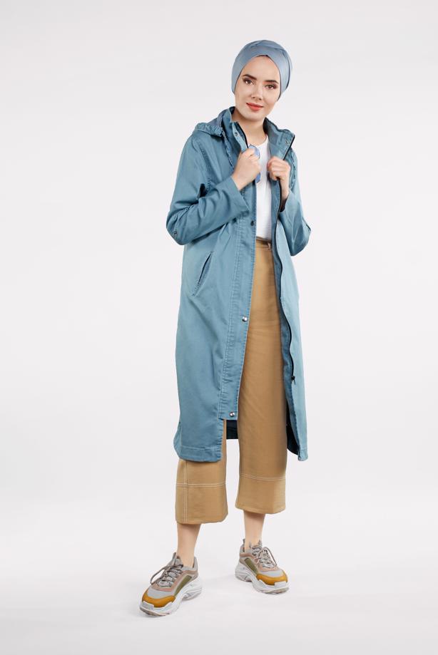 Tesettür giyim  Denim Trençkot Farkı - TRENDTESETTÜR