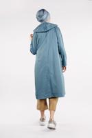 Tesettür giyim MAVİ ÖNDEN ÇITÇITLI VE FERMUARLI DENİM TRENÇKOT 630