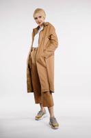 Tesettür giyim KAHVE ÖNDEN ÇITÇITLI VE FERMUARLI DENİM TRENÇKOT 630