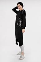 Hijab clothing BLACK SEQUINNED TRENCH-COAT 651 