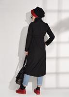 Tesettür giyim SİYAH ÇITÇIT VE FERMUARLI TRENÇKOT T 853