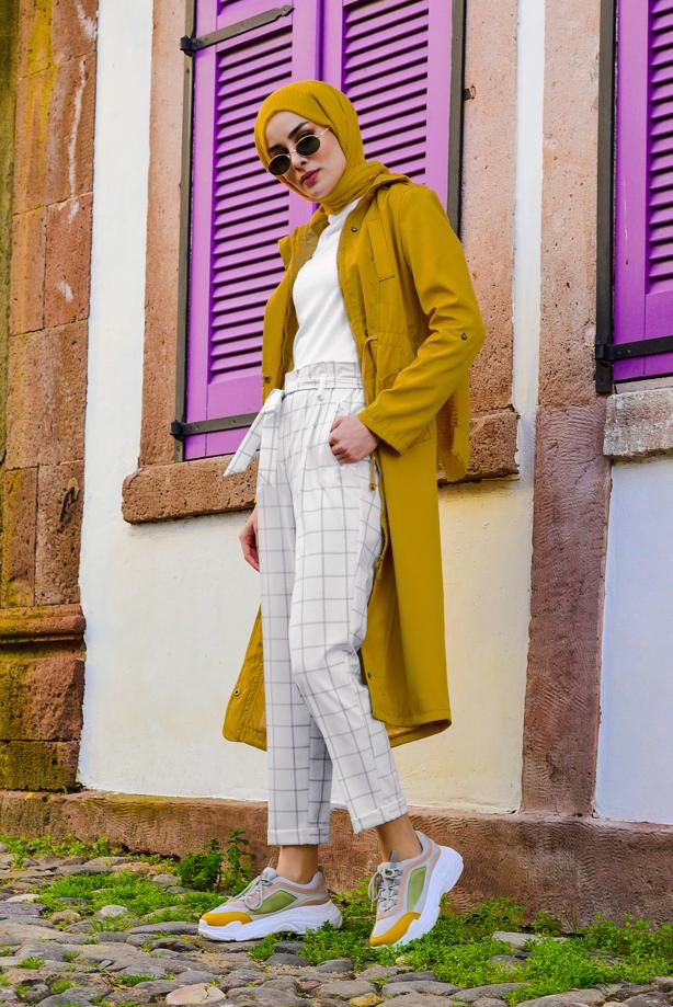 Vêtements hijab  BUTTON-DOWN ZIPPED TRENCH-COAT  853 - TRENDTESETTÜR