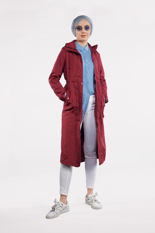 Vêtements hijab  BUTTON-DOWN ZIPPED TRENCH-COAT  853 - TRENDTESETTÜR