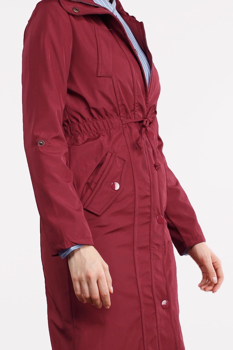 Vêtements hijab ROUGE BORDEAUX TRENCH-COAT ZIPPÉ 853