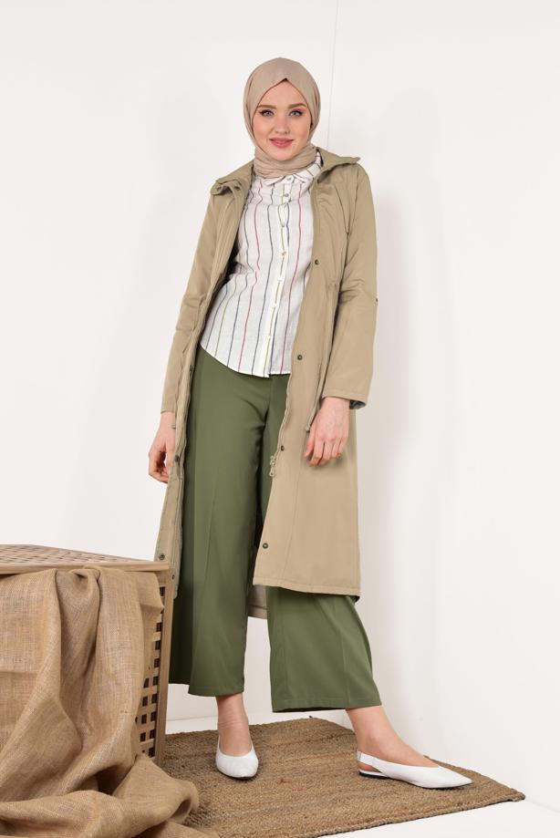 Vêtements hijab  BUTTON-DOWN ZIPPED TRENCH-COAT  853 - TRENDTESETTÜR