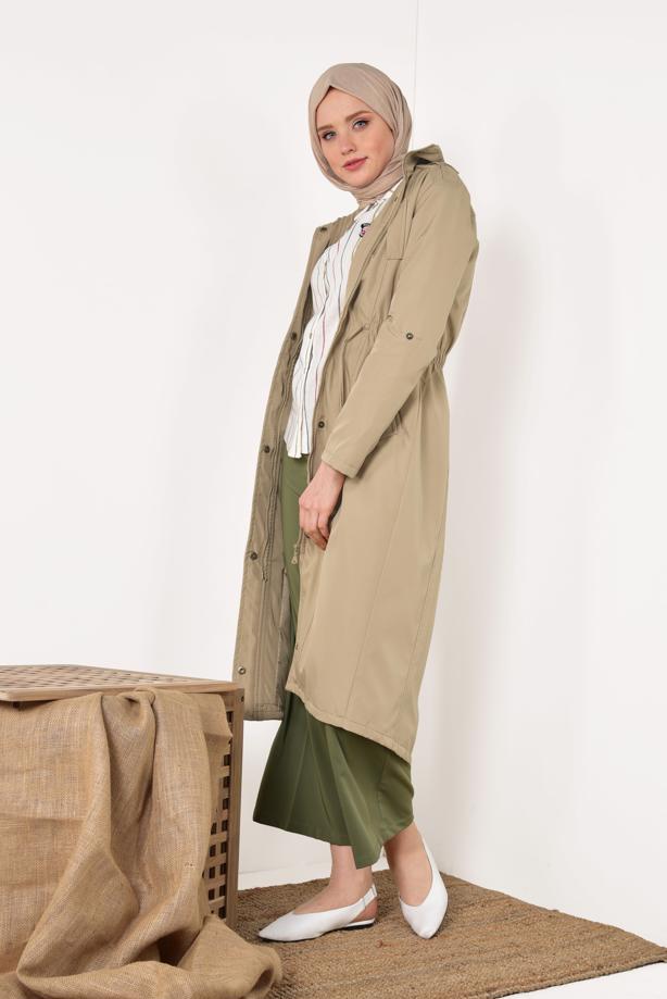 Vêtements hijab  BUTTON-DOWN ZIPPED TRENCH-COAT  853 - TRENDTESETTÜR