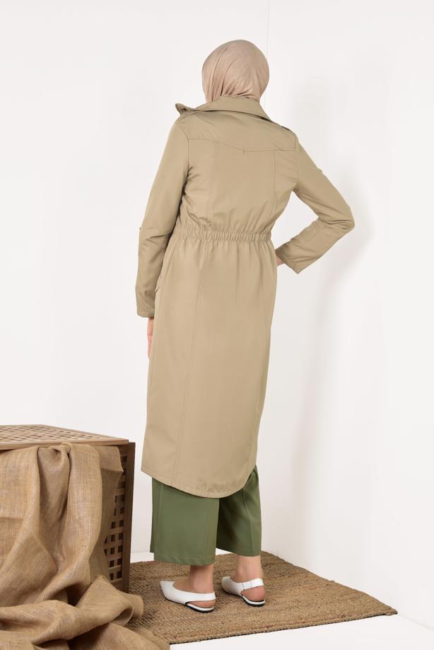 Vêtements hijab  BUTTON-DOWN ZIPPED TRENCH-COAT  853 - TRENDTESETTÜR