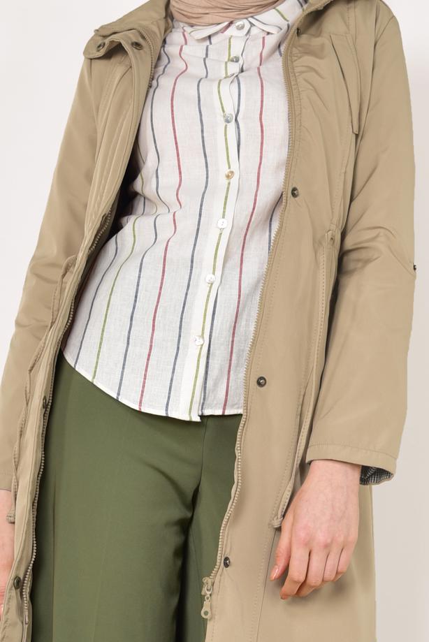 Vêtements hijab  BUTTON-DOWN ZIPPED TRENCH-COAT  853 - TRENDTESETTÜR