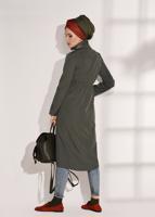 Tesettür giyim HAKİ ÇITÇIT VE FERMUARLI TRENÇKOT T 853