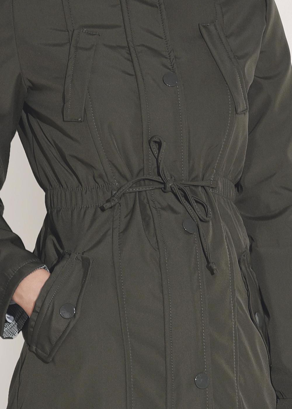 Tesettür giyim HAKİ ÇITÇIT VE FERMUARLI TRENÇKOT T 853