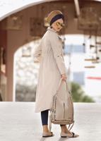 Tesettür giyim BEJ ÇITÇIT VE FERMUARLI TRENÇKOT T 853