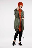 Tesettür giyim HAKİ CEPLİ ÖNDEN FERMUARLI TRENÇKOT 920