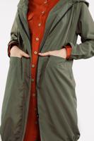 Tesettür giyim HAKİ CEPLİ ÖNDEN FERMUARLI TRENÇKOT 920