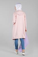 Tesettür giyim PUDRA CEPLİ ÖNDEN FERMUARLI TRENÇKOT 920