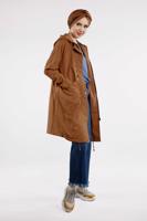 Tesettür giyim TABA CEPLİ ÖNDEN FERMUARLI TRENÇKOT 920