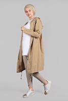 Tesettür giyim VİZON CEPLİ ÖNDEN FERMUARLI TRENÇKOT 920