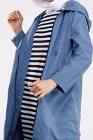 Tesettür giyim LACİVERT CEPLİ ÖNDEN FERMUARLI TRENÇKOT 920