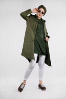 Tesettür giyim HAKİ ÖNDEN FERMUARLI PAMUKLU TRENÇKOT 930