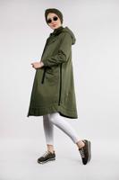 Tesettür giyim HAKİ ÖNDEN FERMUARLI PAMUKLU TRENÇKOT 930