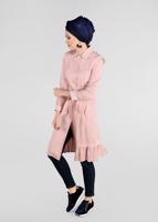 Tesettür giyim PUDRA ETEK UCU VOLANLI ÇİZGİ DETAYLI TRENÇKOT 1192 