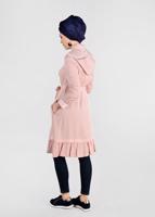 Tesettür giyim PUDRA ETEK UCU VOLANLI ÇİZGİ DETAYLI TRENÇKOT 1192 