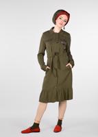 Tesettür giyim HAKİ ETEK UCU VOLANLI GİZLİ DÜĞMELİ TRENÇKOT 1201