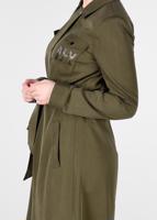 Tesettür giyim HAKİ ETEK UCU VOLANLI GİZLİ DÜĞMELİ TRENÇKOT 1201