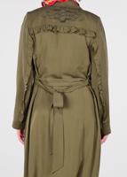 Tesettür giyim HAKİ BELİ KUŞAKLI DÜĞMELİ TRENÇKOT 1206