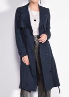 Tesettür giyim LACİVERT İNCİ DETAYLI KUŞAKLI TRENÇKOT 1207	