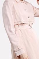 Tesettür giyim PUDRA BEL VE MANŞETİ KEMERLİ DÜĞMELİ TRENÇKOT 1224