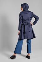 Tesettür giyim LACİVERT KOLLARI İNCİLİ PAMUKLU TRENÇKOT 1240