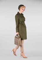 Tesettür giyim HAKİ KEMER DETAYLI TRENÇKOT 1241 