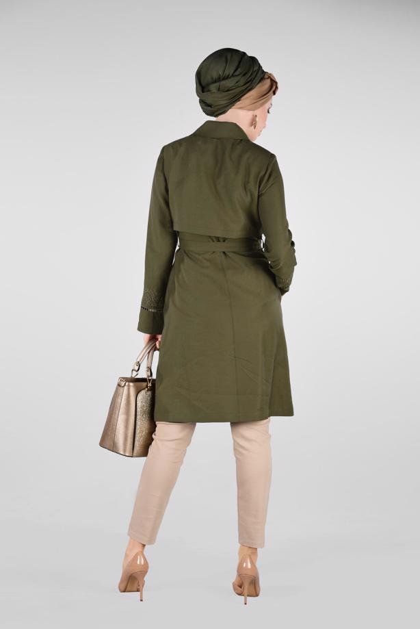 Tesettür giyim  KEMER DETAYLI TRENÇKOT 1241  - TRENDTESETTÜR